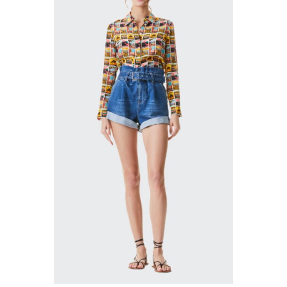 Alice + Olivia Willa Western Printed Button-Front Shirt Womens Large - Picture 16 of 16